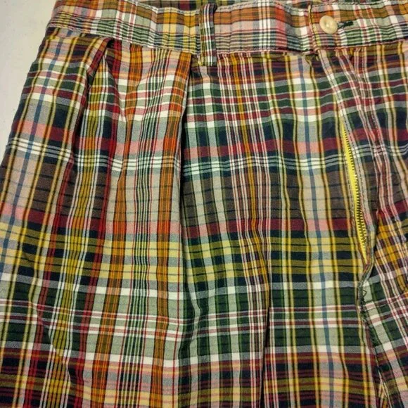 Polo Ralph Lauren Tyler Short Shorts Men Size 36 Plaid Red Blue Yellow Pleated - Picture 13 of 13